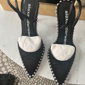 Alexander wand satin sling back sandals with crystals